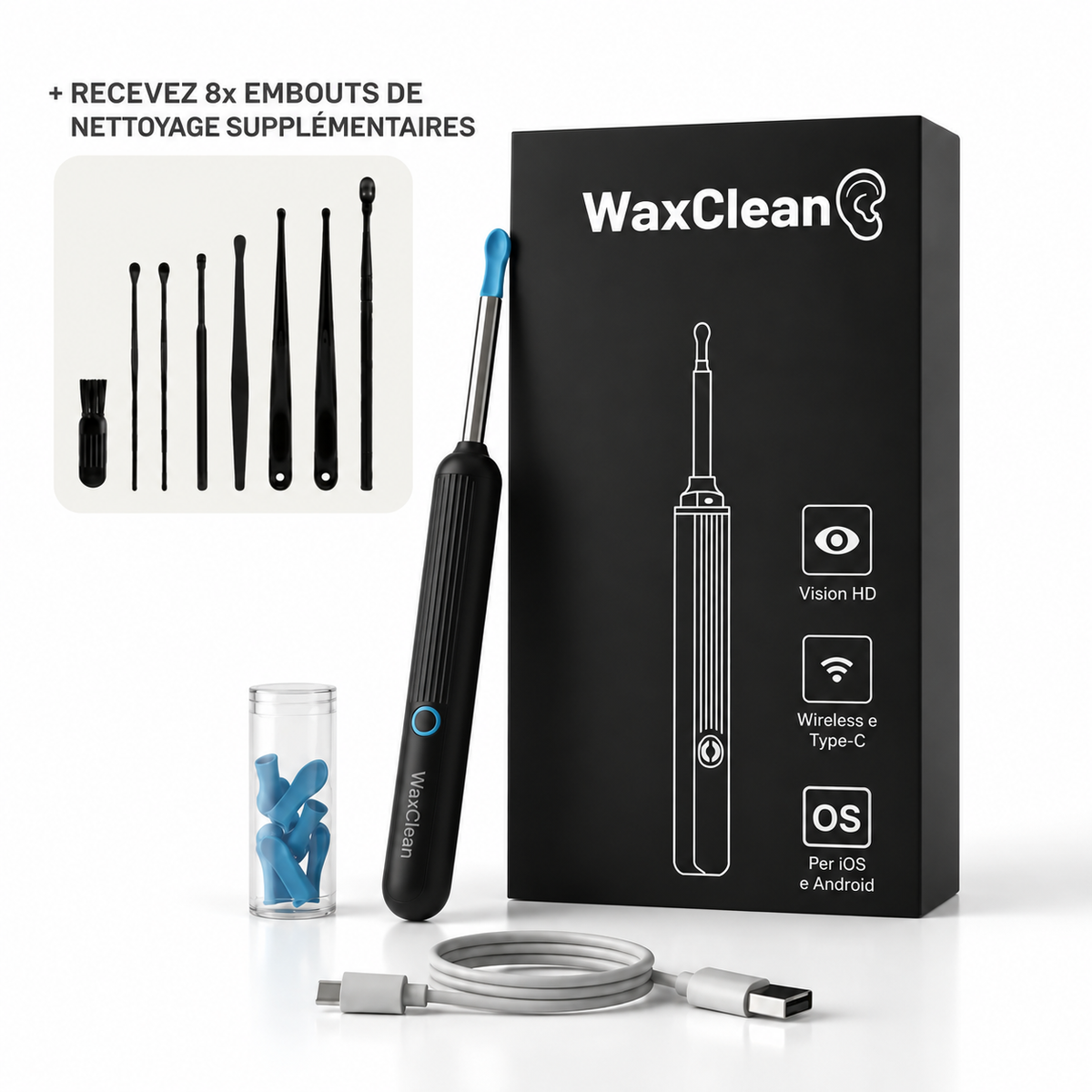 WaxClean - Nettoyage intelligent des oreilles avec une technologie avancée
